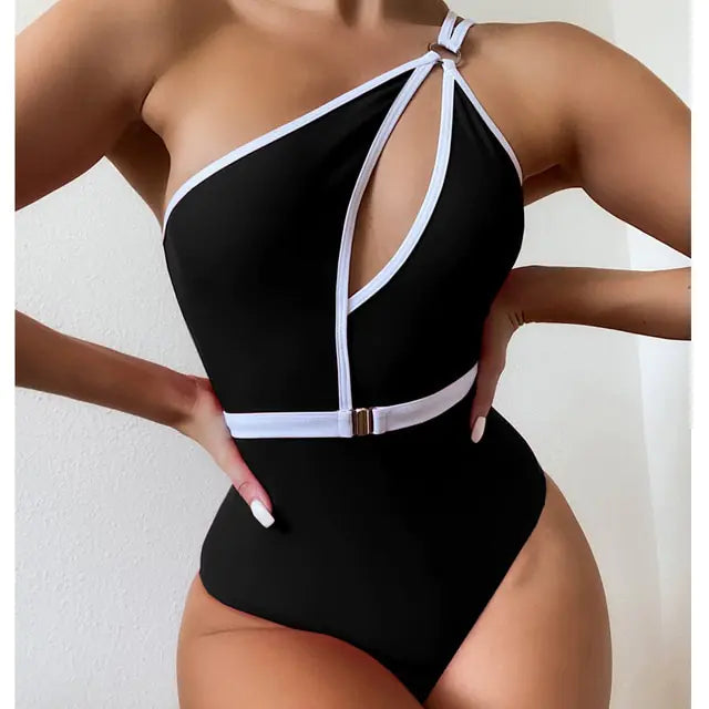 VigoCasey One Shoulder Hollow Out Swimwear